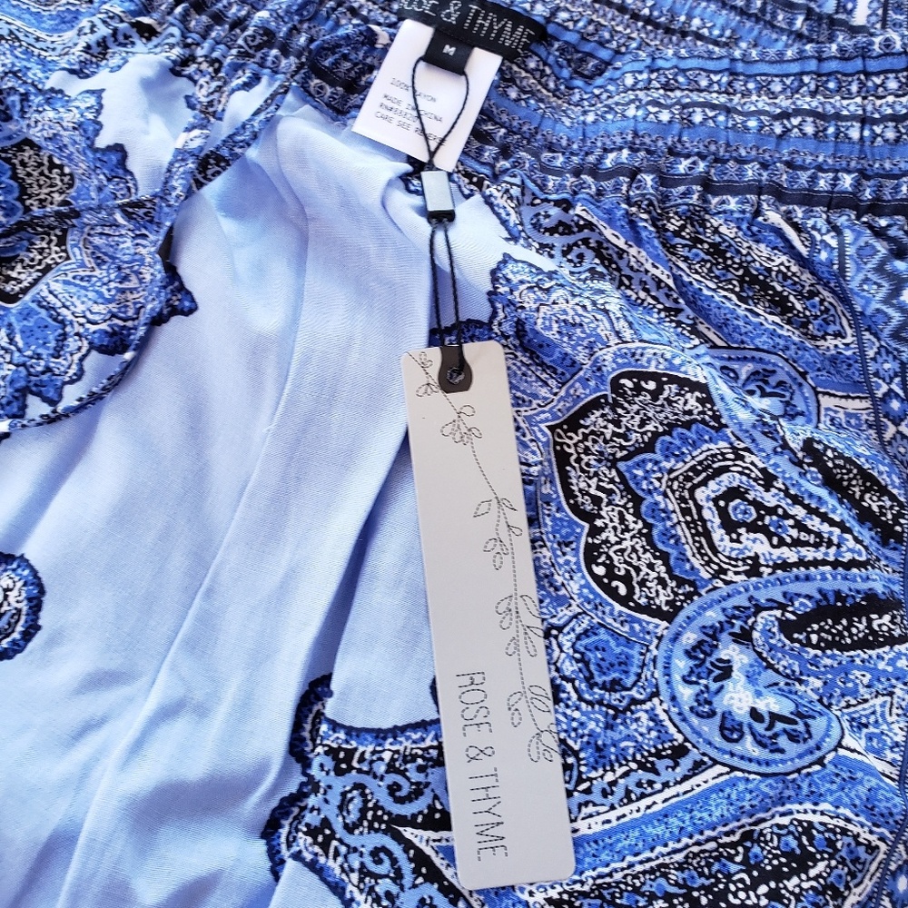 NWT Rose & Tyme Blue Boho Chic Pants - Picture 2 of 3